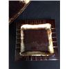 Image 2 : 2 Vintage Ceramic Pottery Brown Ashtray Mid Century Drip Glaze