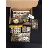 Image 1 : Box of Assorted Watch Parts. Brass wires Gears, Lots of Pieces