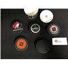 Image 2 : 5 Official  Licenced Pucks by The NHL One in an NHL Official Game Puck Case
