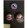 Image 2 : 5 Official  Pucks by The NHL with  2 Official Game Pucks