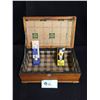 Image 2 : Vintage Solid Wood Jewlry Box with 2 Vintage Light Bulbs. General Electric