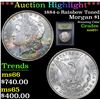 Image 1 : ***Auction Highlight*** 1884-o Rainbow Toned Morgan Dollar $1 Graded GEM+ Unc By USCG (fc)