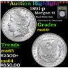 Image 1 : ***Auction Highlight*** 1891-p Morgan Dollar $1 Graded Choice+ Unc By USCG (fc)