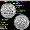 Image 1 : **Auction Highlight** 1894-o Key Date Great Gem Example Morgan Dollar $1 Graded GEM Unc By USCG (fc)