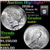 Image 1 : *Auction Highlight* 1926-s Better Date Very Near Gem Peace Dollar $1 Graded Choice+ Unc By USCG (fc)