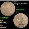 Image 1 : 1802 . . Draped Bust Large Cent 1c Grades g, good