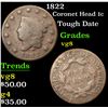 Image 1 : 1822 Tough Date . Coronet Head Large Cent 1c Grades vg, very good