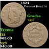 Image 1 : 1824 . . Coronet Head Large Cent 1c Grades vg+