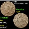 Image 1 : 1827 . . Coronet Head Large Cent 1c Grades vg+