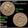 Image 1 : 1832 . . Coronet Head Large Cent 1c Grades f+