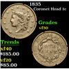 Image 1 : 1835 . . Coronet Head Large Cent 1c Grades vf++