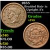 1855 Upright 5's Pleasing Chocolate Brown Color Braided Hair Large Cent 1c Grades vf++