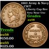 Image 1 : 1863 Army & Navy Liberty Cap Rev Very Near Unc Civil War Token 1c Grades Choice AU/BU Slider