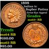 Image 1 : 1898 Supber Patina Great Eye Appeal Indian Cent 1c Grades Select+ Unc RB