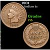 Image 1 : 1901 . . Indian Cent 1c Grades f+