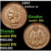 Image 1 : 1907 . . Indian Cent 1c Grades Select+ Unc BN