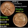 Image 1 : 1910-p Strong Luster . Lincoln Cent 1c Grades Select+ Unc BN