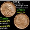 Image 1 : 1918-p Strong Luster Very Near Gem Lincoln Cent 1c Grades Choice+ Unc BN