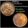 Image 1 : 1920-p Very Cool Toning . Lincoln Cent 1c Grades Unc Details