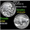 Image 1 : 1921-p Better Date . Buffalo Nickel 5c Grades vf details