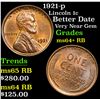 Image 1 : 1921-p Better Date Very Near Gem Lincoln Cent 1c Grades Choice+ Unc RB