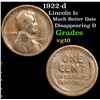 Image 1 : 1922-d Much Better Date Disappearing D Lincoln Cent 1c Grades vg+