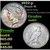 Image 1 : 1922-p Colorful Toning Ultra Rare For Peace Dollar In Color Peace Dollar $1 Grades Select+ Unc