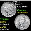 Image 1 : 1924-s Key Date . Peace Dollar $1 Grades Unc Details