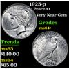 Image 1 : 1925-p . Very Near Gem Peace Dollar $1 Grades Choice+ Unc