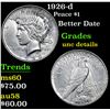 Image 1 : 1926-d Better Date . Peace Dollar $1 Grades Unc Details