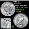 Image 1 : 1934-d Semi Key Date Top 50, Vam 3, DDO Peace Dollar $1 Grades Select Unc