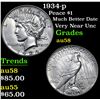 Image 1 : 1934-p Much Better Date Very Near Unc Peace Dollar $1 Grades Choice AU/BU Slider