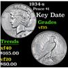 Image 1 : 1934-s Key Date . Peace Dollar $1 Grades vf++