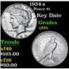 Image 1 : 1934-s Key Date . Peace Dollar $1 Grades vf++