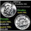 Image 1 : 1954-p . Great Gem Example Franklin Half Dollar 50c Grades GEM FBL