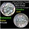 Image 1 : 1957-p Rainbow Toned Nice Color Great Gem Example Roosevelt Dime 10c Grades GEM Unc