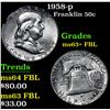 Image 1 : 1958-p . . Franklin Half Dollar 50c Grades Select Unc+ FBL