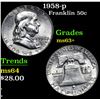 Image 1 : 1958-p . . Franklin Half Dollar 50c Grades Select+ Unc