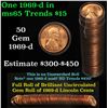 Image 1 : Full roll of 1969-d Lincoln Cents 1c Uncirculated Condition . .