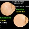 Mint Error Struck 90% Off Center . Lincoln Cent 1c Grades Select+ Unc BN
