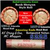 Image 1 : Mixed small cents 1c orig shotgun roll, 1931-s Wheat Cent, 1917-d Wheat Cent other end