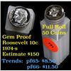 Image 1 : Proof 1974-s Roosevelt Dime 10c roll, 50 pieces (fc)