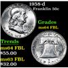 Image 1 : 1958-d Franklin Half Dollar 50c Grades Choice Unc FBL