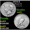 Image 1 : 1934-d Peace Dollar $1 Grades Select+ Unc