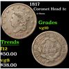 Image 1 : 1817 Coronet Head Large Cent 1c Grades vg+