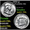 Image 1 : 1951-p Franklin Half Dollar 50c Grades Choice Unc+ FBL