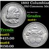 Image 1 : 1892 Columbian Old Commem Half Dollar 50c Grades Choice+ Unc