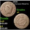 Image 1 : 1816 Coronet Head Large Cent 1c Grades g+