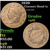 Image 1 : 1820 Coronet Head Large Cent 1c Grades vg+