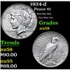 Image 1 : 1934-d Peace Dollar $1 Grades Choice AU/BU Slider